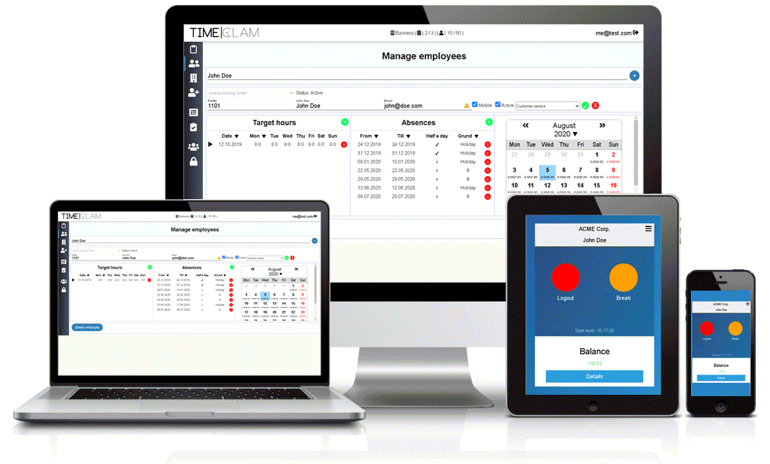 Digital time tracking - simple, convenient and secure - For all company sizes | From just $ 0.36 per employee/month | Up to 10 employees 100% free!